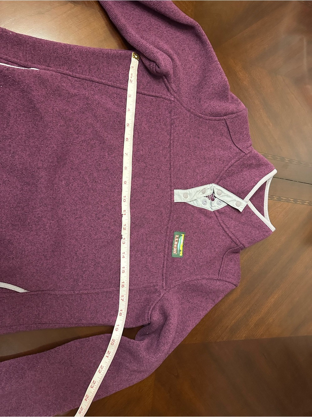 L.L. Bean Plum Snap-Button Cowl Fleece Pullover - Picture 4 of 8